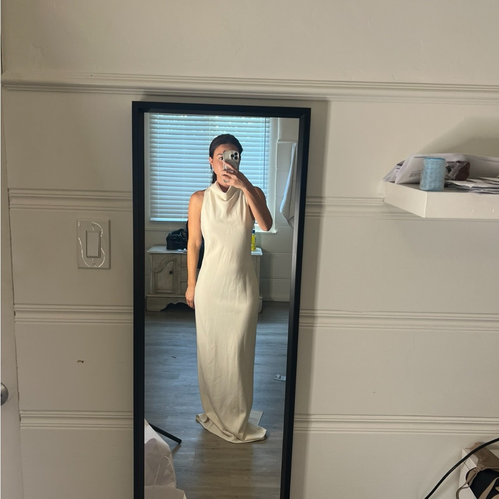 STAUD Cream Sleeveless Dress
